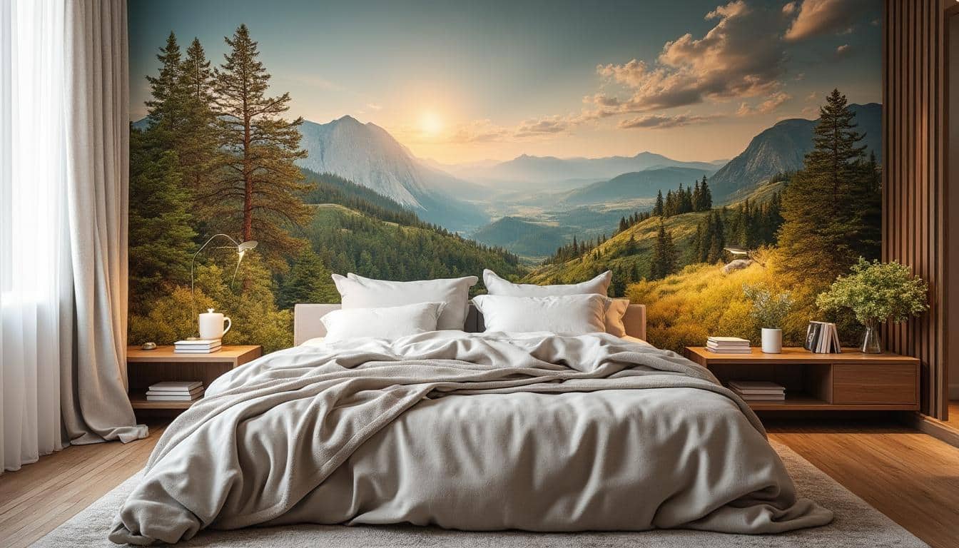 Inspiration : utiliser le papier panoramique dans une chambre d'adulte