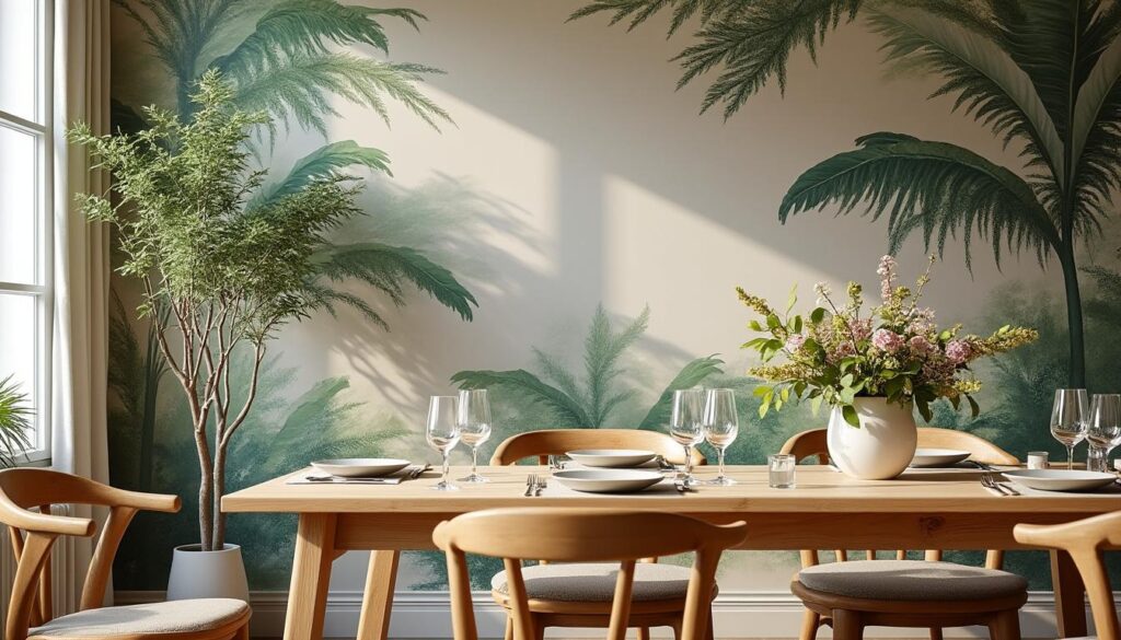 Créer une ambiance unique dans la salle à manger grâce au papier panoramique