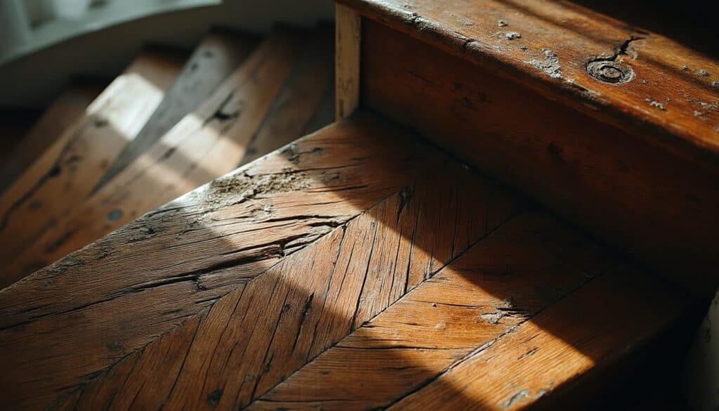 Rénovation d'un vernis bois usé sur un escalier