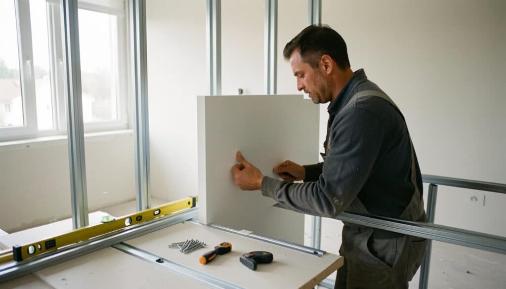 Pose d’une cloison alvéolaire Placolight BA10